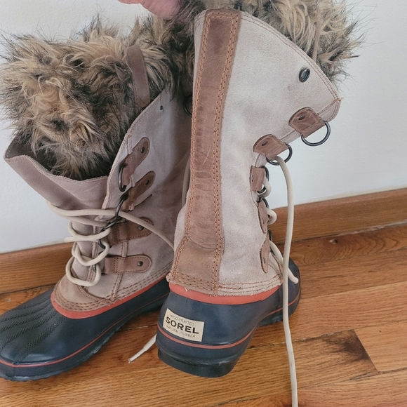 Sorel Joan of Arctic‎ Boots Waterproof Navy Tan Size 7 - Picture 3 of 5